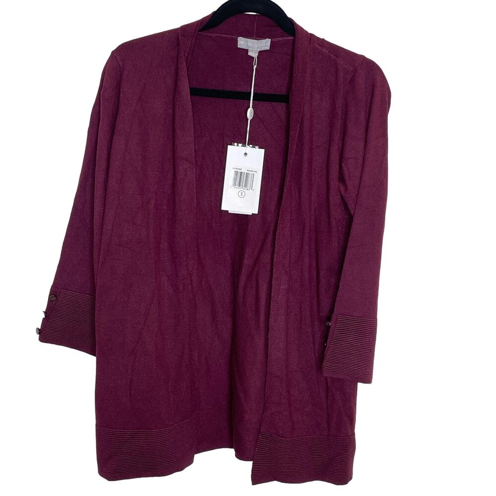 Evolution Dark Purple Cropped Sleeve Sweater - Size Small